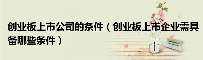 创业板上市公司的条件（创业板上市企业需具备哪些条件）