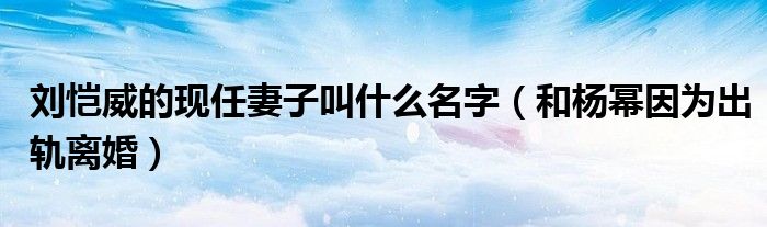 刘恺威的现任妻子叫什么名字（和杨幂因为出轨离婚）