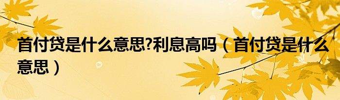 首付贷是什么意思?利息高吗（首付贷是什么意思）
