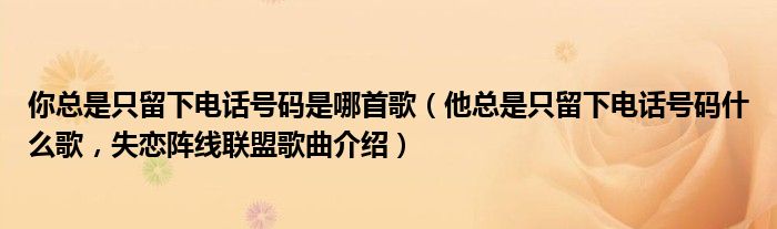 你总是只留下电话号码是哪首歌（他总是只留下电话号码什么歌，失恋阵线联盟歌曲介绍）