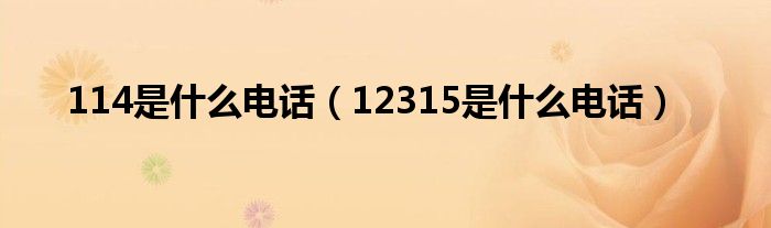 114是什么电话（12315是什么电话）