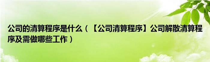 公司的清算程序是什么（【公司清算程序】公司解散清算程序及需做哪些工作）