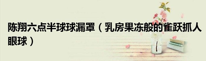陈翔六点半球球漏罩（乳房果冻般的雀跃抓人眼球）