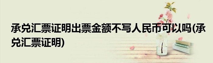 承兑汇票证明出票金额不写人民币可以吗(承兑汇票证明)