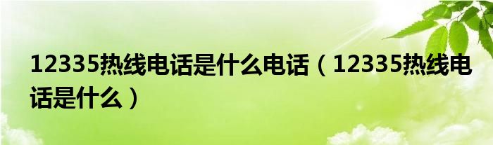 12335热线电话是什么电话（12335热线电话是什么）
