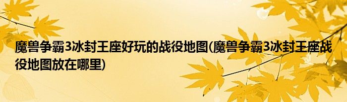 魔兽争霸3冰封王座好玩的战役地图(魔兽争霸3冰封王座战役地图放在哪里)