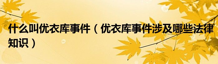 什么叫优衣库事件（优衣库事件涉及哪些法律知识）