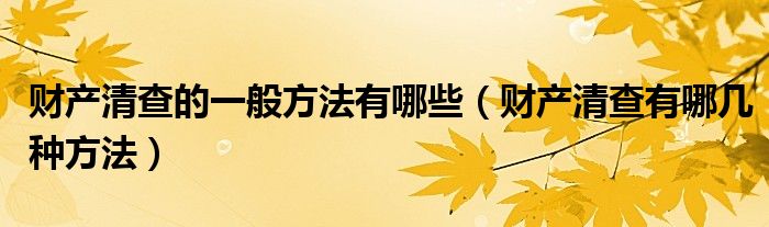 财产清查的一般方法有哪些（财产清查有哪几种方法）