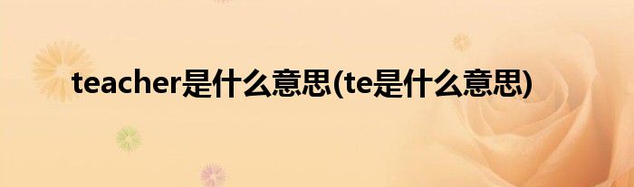 teacher是什么意思(te是什么意思)