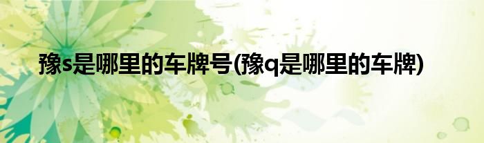 豫s是哪里的车牌号(豫q是哪里的车牌)
