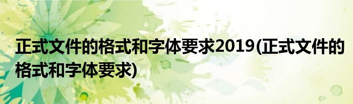 正式文件的格式和字体要求2019(正式文件的格式和字体要求)