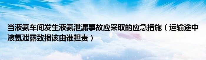 当液氨车间发生液氨泄漏事故应采取的应急措施（运输途中液氨泄露致损该由谁担责）
