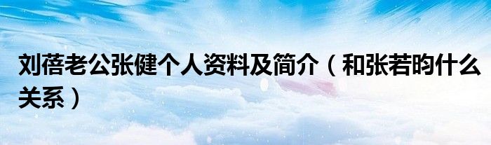 刘蓓老公张健个人资料及简介（和张若昀什么关系）