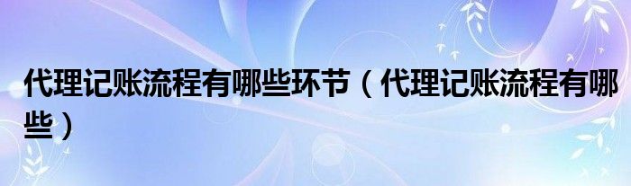 代理记账流程有哪些环节（代理记账流程有哪些）