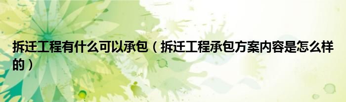 拆迁工程有什么可以承包（拆迁工程承包方案内容是怎么样的）