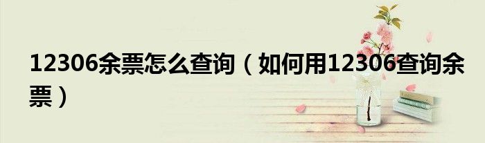12306余票怎么查询（如何用12306查询余票）