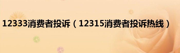 12333消费者投诉（12315消费者投诉热线）