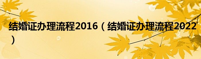 结婚证办理流程2016（结婚证办理流程2022）