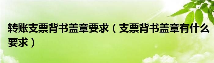 转账支票背书盖章要求（支票背书盖章有什么要求）