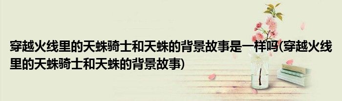 穿越火线里的天蛛骑士和天蛛的背景故事是一样吗(穿越火线里的天蛛骑士和天蛛的背景故事)
