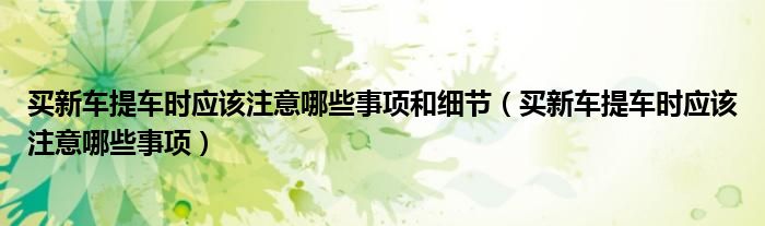 买新车提车时应该注意哪些事项和细节（买新车提车时应该注意哪些事项）
