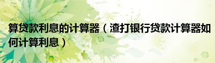 算贷款利息的计算器（渣打银行贷款计算器如何计算利息）