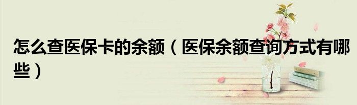怎么查医保卡的余额（医保余额查询方式有哪些）