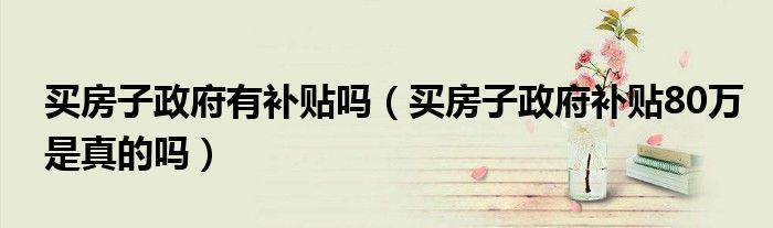 买房子政府有补贴吗（买房子政府补贴80万是真的吗）