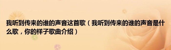我听到传来的谁的声音这首歌（我听到传来的谁的声音是什么歌，你的样子歌曲介绍）