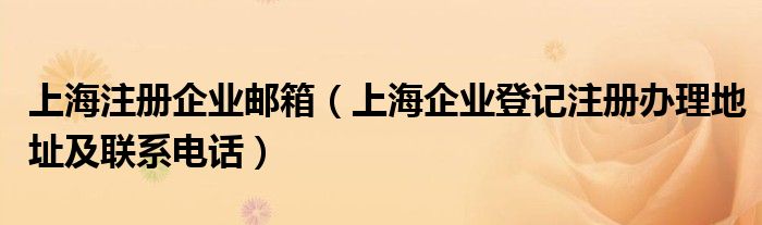 上海注册企业邮箱（上海企业登记注册办理地址及联系电话）