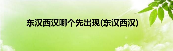 东汉西汉哪个先出现(东汉西汉)