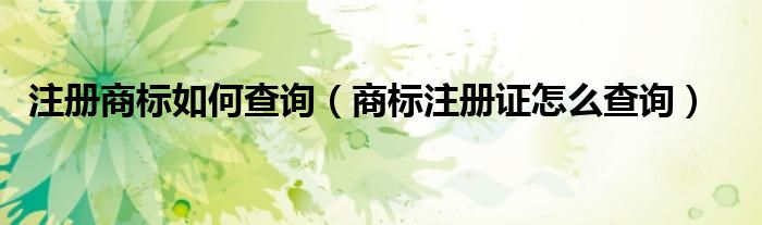 注册商标如何查询（商标注册证怎么查询）