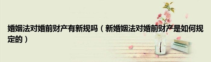 婚姻法对婚前财产有新规吗（新婚姻法对婚前财产是如何规定的）