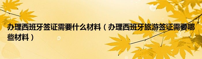 办理西班牙签证需要什么材料（办理西班牙旅游签证需要哪些材料）