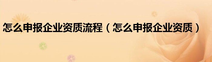 怎么申报企业资质流程（怎么申报企业资质）