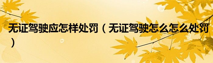 无证驾驶应怎样处罚（无证驾驶怎么怎么处罚）