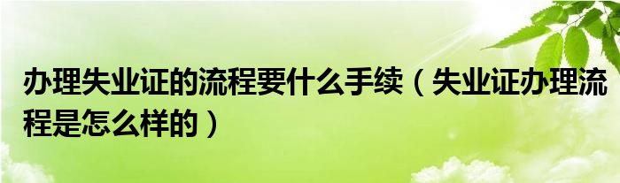 办理失业证的流程要什么手续（失业证办理流程是怎么样的）