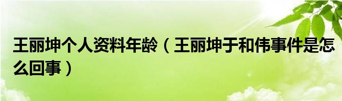 王丽坤个人资料年龄（王丽坤于和伟事件是怎么回事）