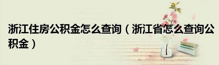 浙江住房公积金怎么查询（浙江省怎么查询公积金）