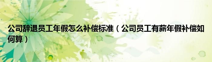 公司辞退员工年假怎么补偿标准（公司员工有薪年假补偿如何算）