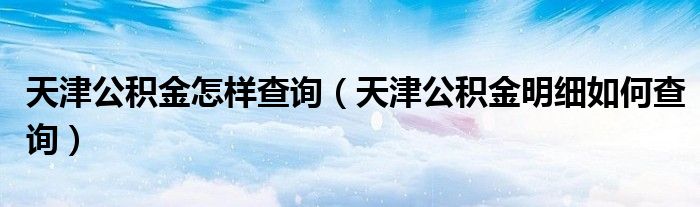 天津公积金怎样查询（天津公积金明细如何查询）