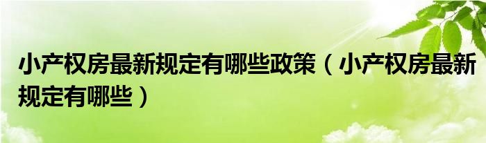 小产权房最新规定有哪些政策（小产权房最新规定有哪些）