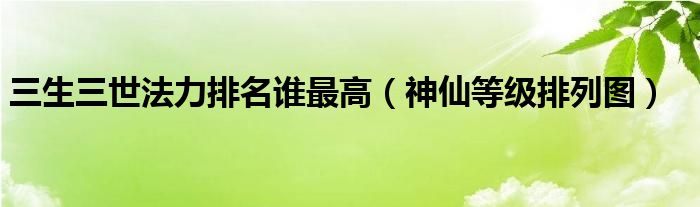 三生三世法力排名谁最高（神仙等级排列图）