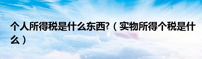 个人所得税是什么东西?（实物所得个税是什么）