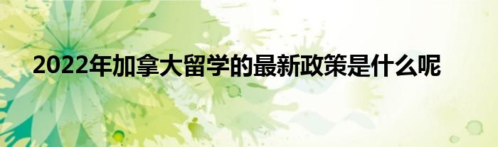2022年加拿大留学的最新政策是什么呢