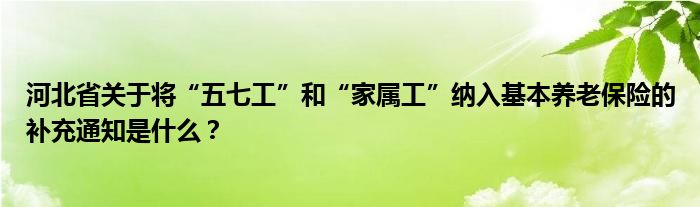 河北省关于将“五七工”和“家属工”纳入基本养老保险的补充通知是什么？