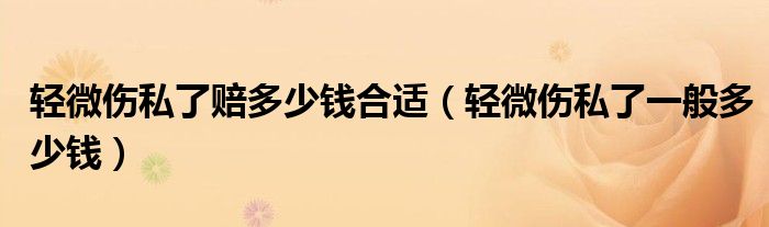 轻微伤私了赔多少钱合适（轻微伤私了一般多少钱）