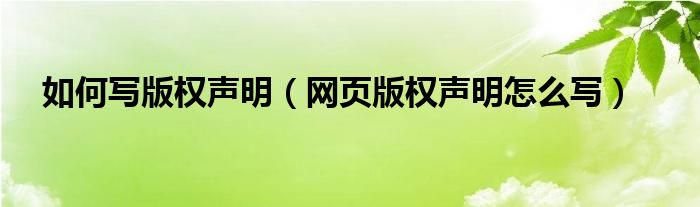 如何写版权声明（网页版权声明怎么写）