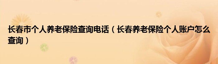 长春市个人养老保险查询电话（长春养老保险个人账户怎么查询）
