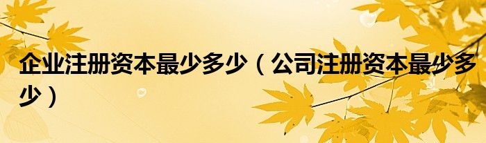 企业注册资本最少多少（公司注册资本最少多少）